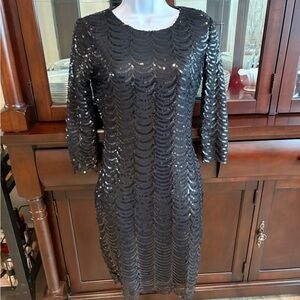 Lulu's Black Sequin Long Sleeve Dress
